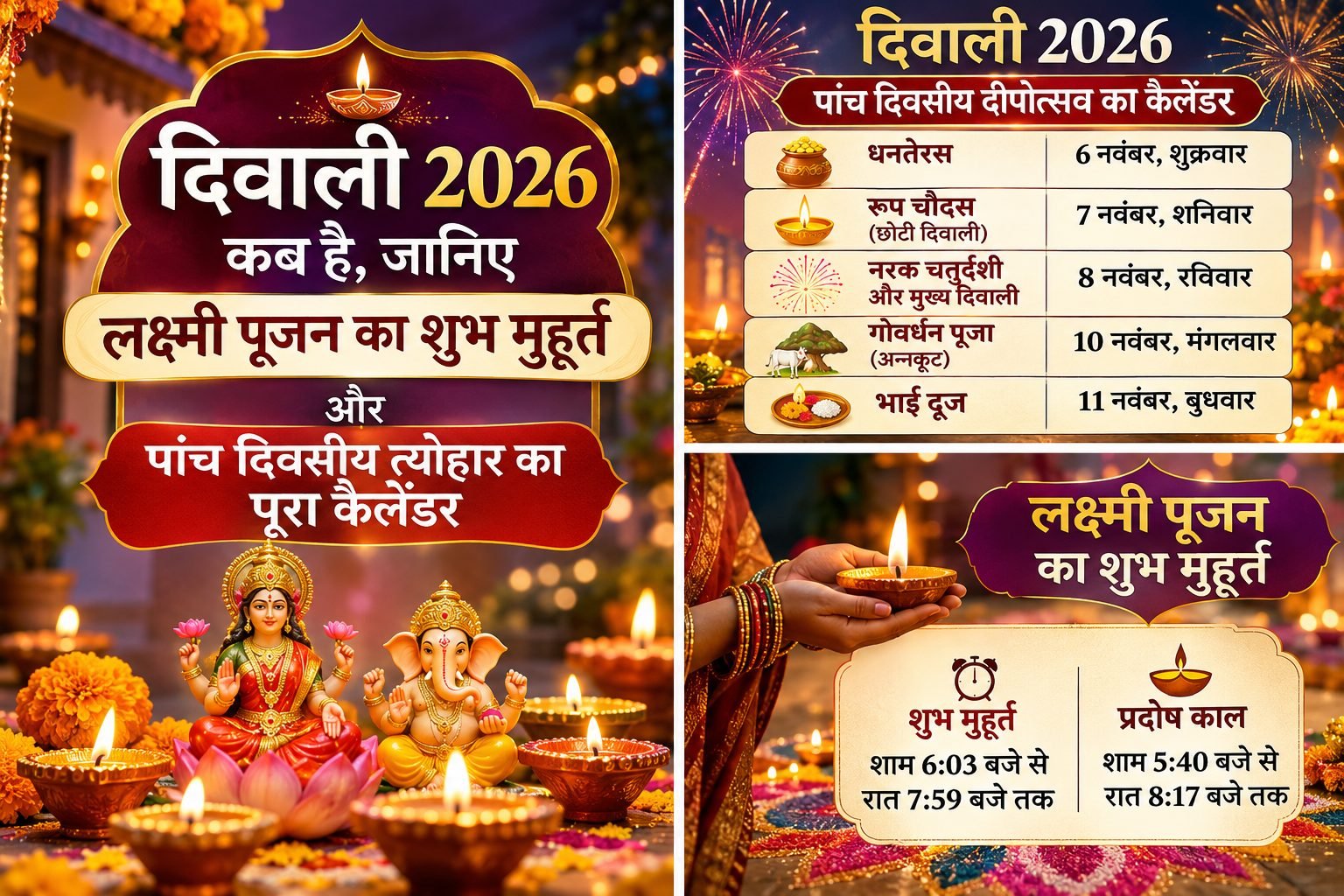 Diwali 2026 Festival Calendar Infographic